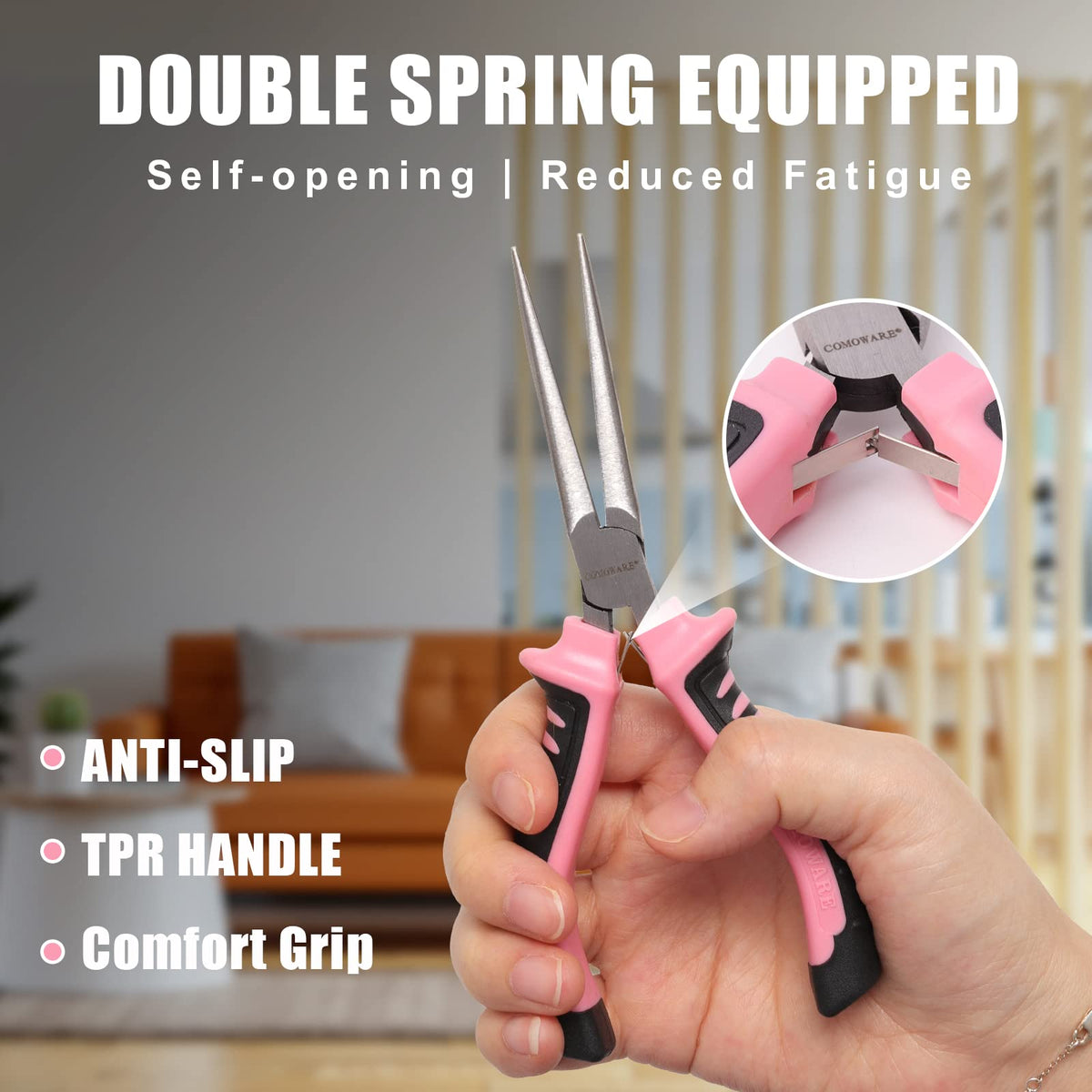COMOWARE bent nose pliers for precise bends in jewelry.