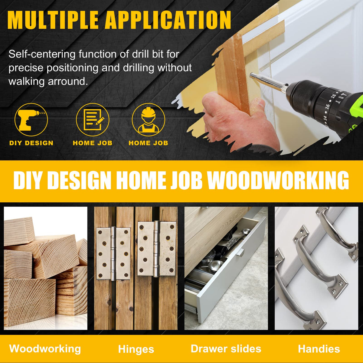 COMOWARE 8 size hinge drill kit covers common door and window hinges