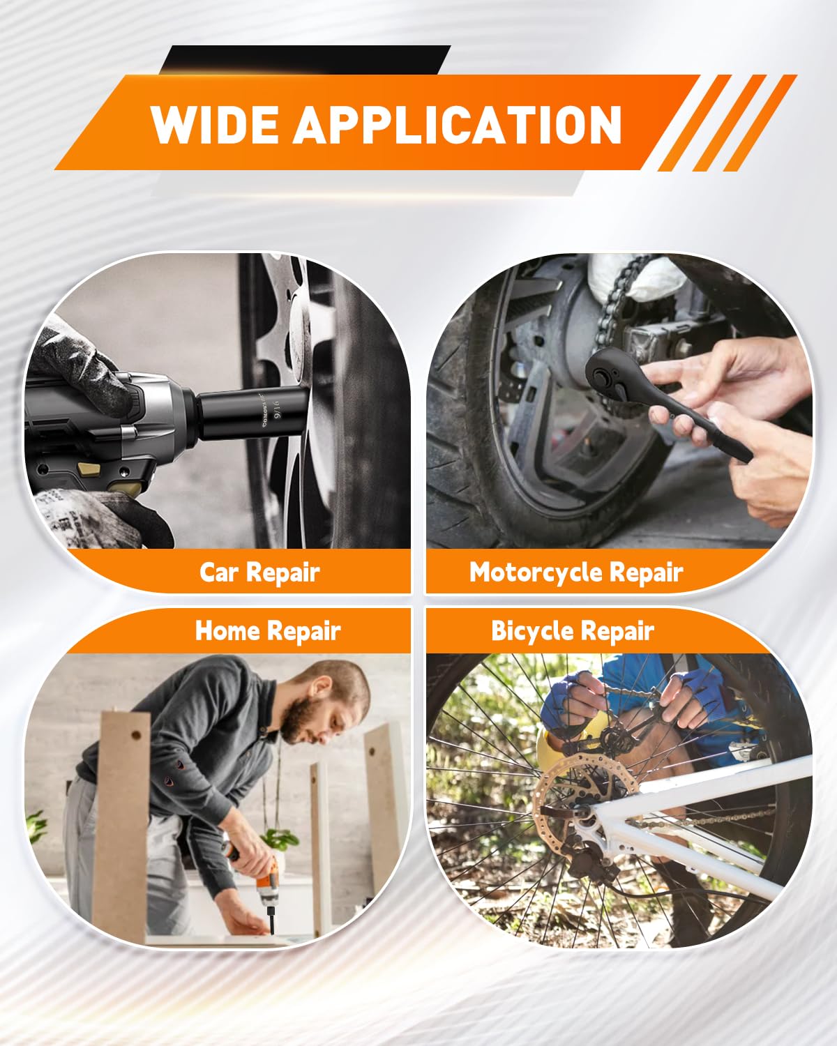 COMOWARE includes adapters, bits, and accessories for extended versatility