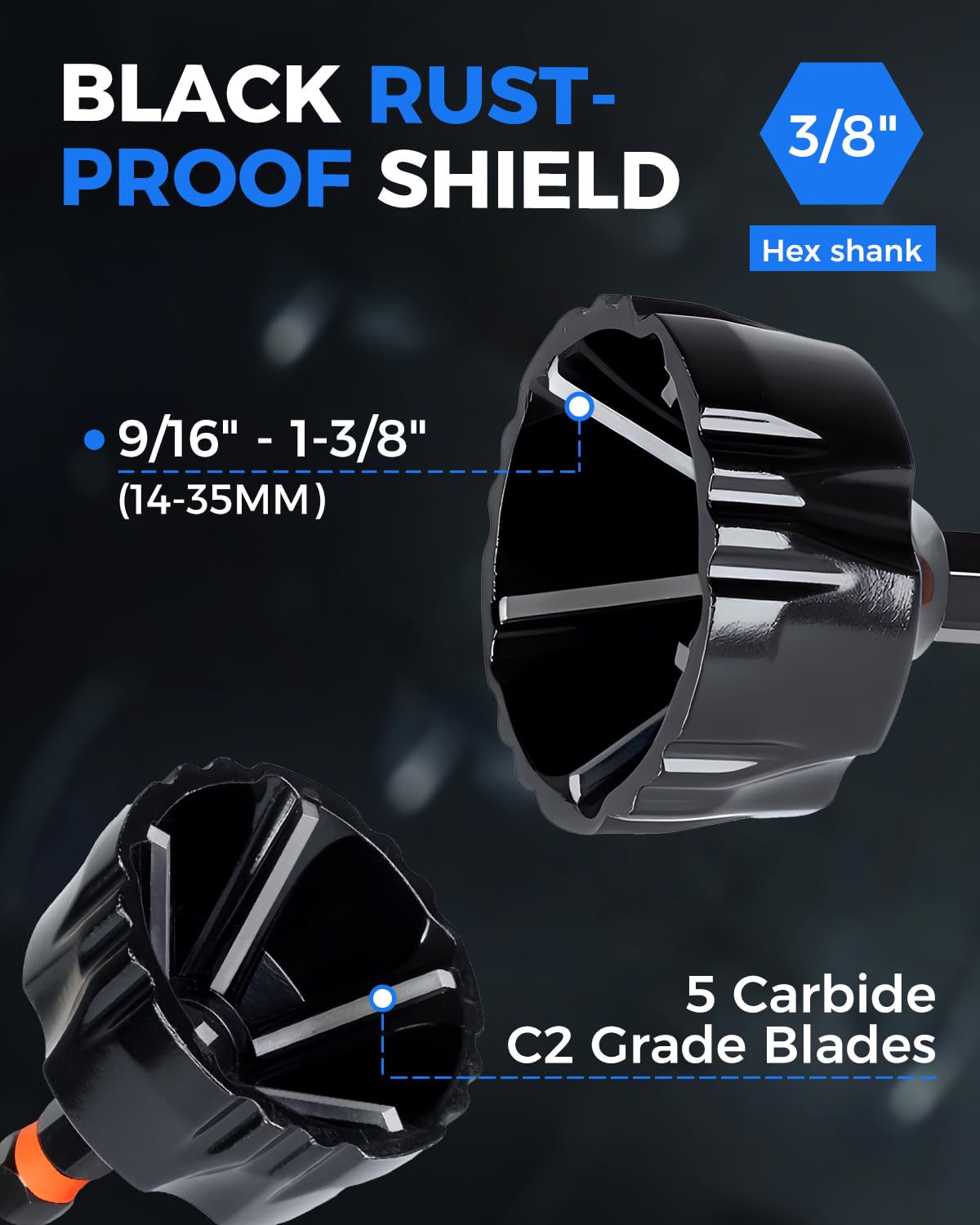 COMOWARE chamfer bit with carbide tips for durable edge prep