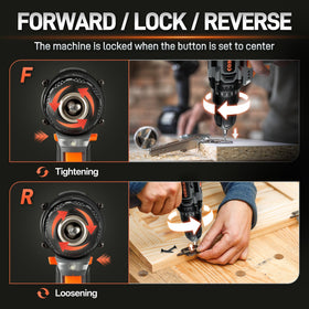 COMOWARE drill set dual speed switch close-up for versatile material performance.