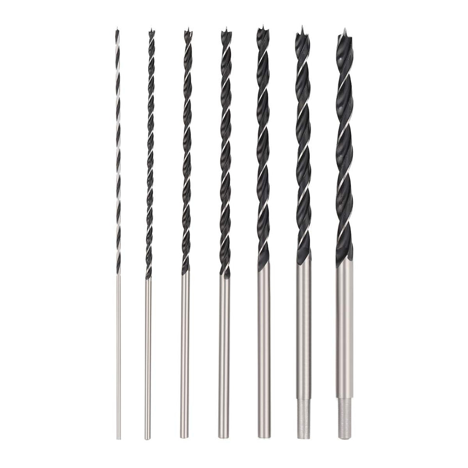 COMOWARE extra-long Brad Point drill bit set with 300mm body for stable, precise drilling in hardwood