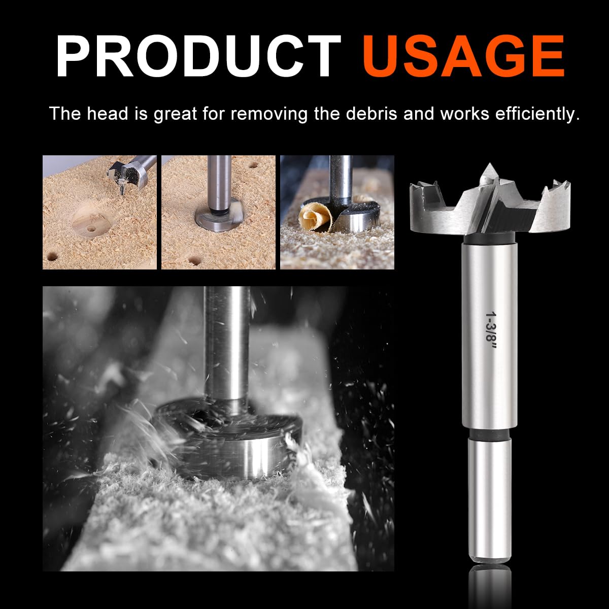 COMOWARE Forstner bits cover 1/4 to 2-1/8 inch diameters for versatility