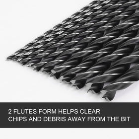 Long COMOWARE drill bits provide clean starts for wood and plastics.