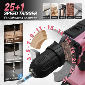COMOWARE pink drill chuck in action for quick bit changes