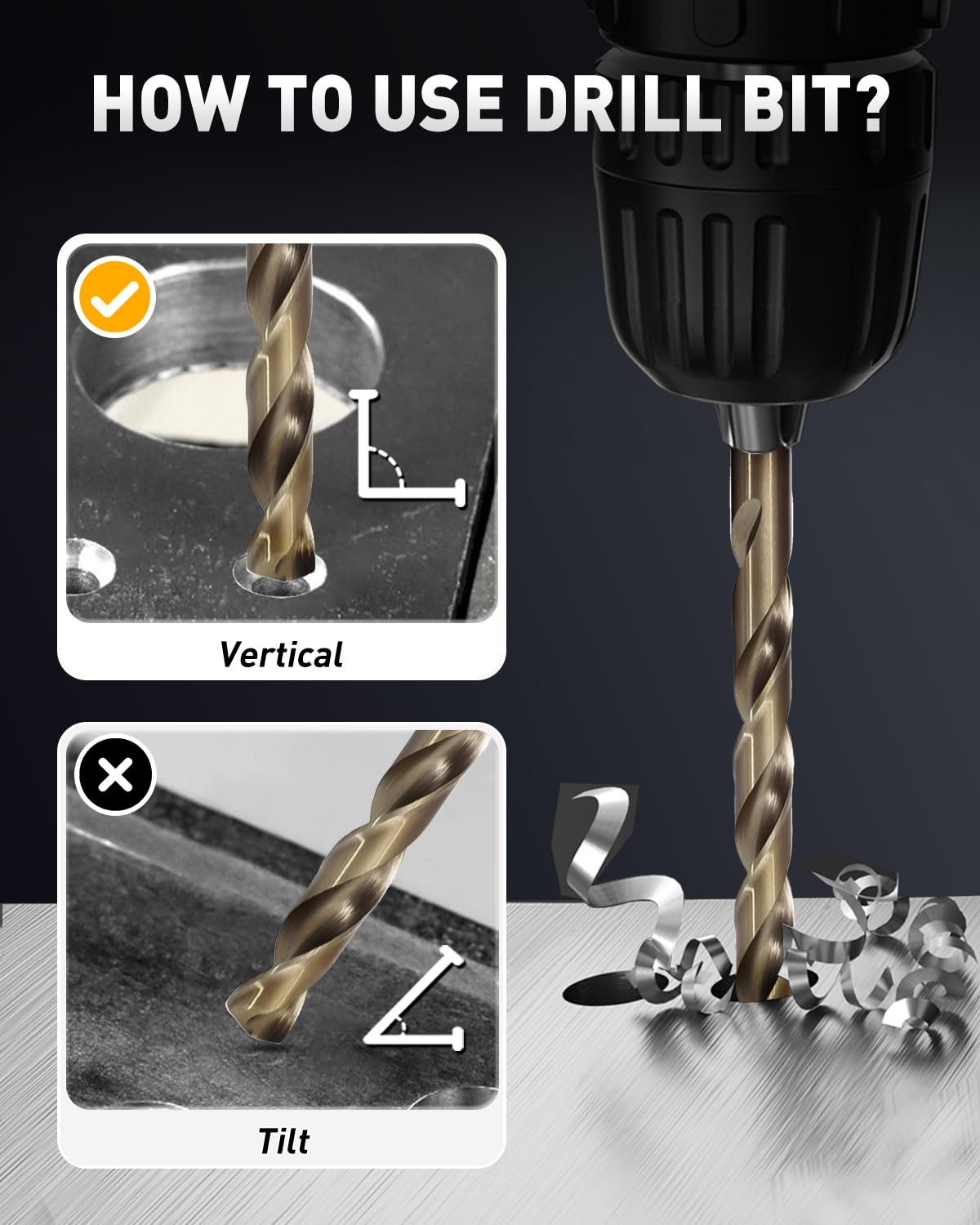 COMOWARE precision-tip bit for accurate holes.