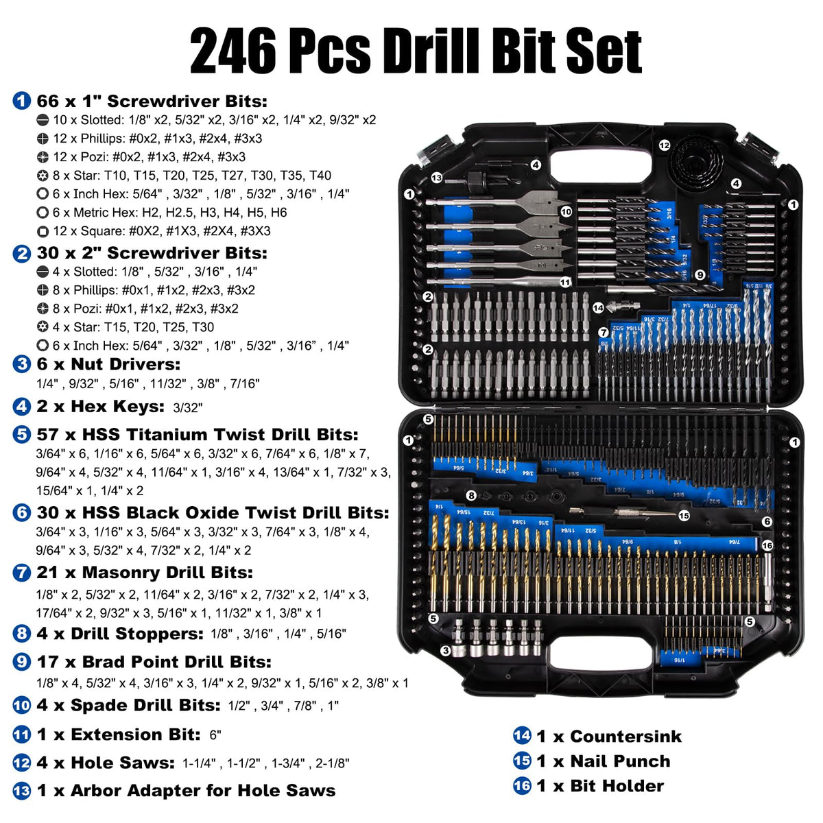 COMOWARE screwdriver bits kit includes 66 x 1-inch bits for versatile fastening.