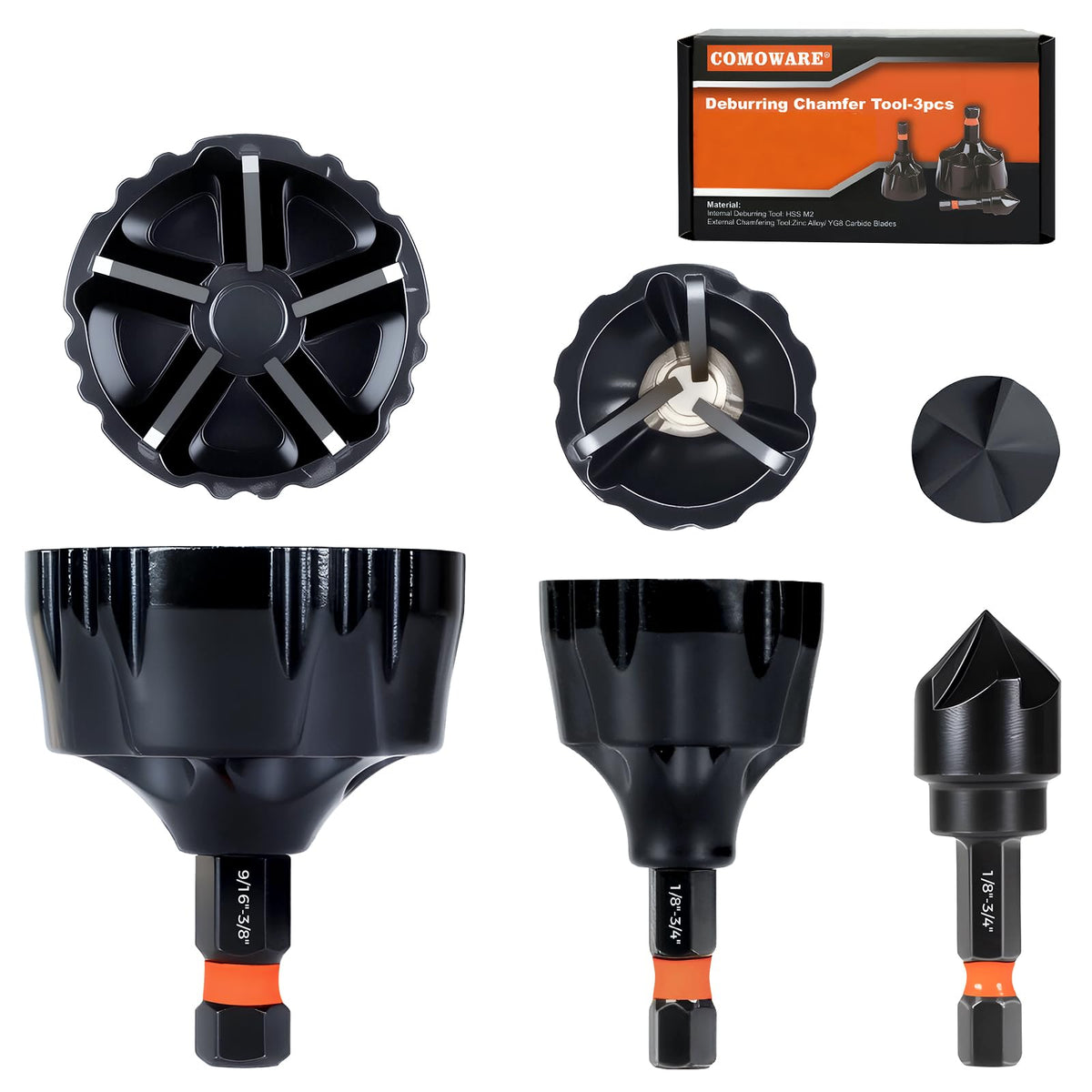 COMOWARE external deburring tool edge finishing on metal threads