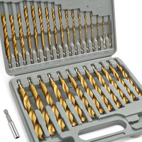 COMOWARE titanium-coated drill bits set with hex shank for fast, precise drilling.