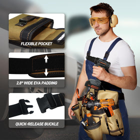 COMOWARE belt with 17 pockets keeps tools neatly organized on site