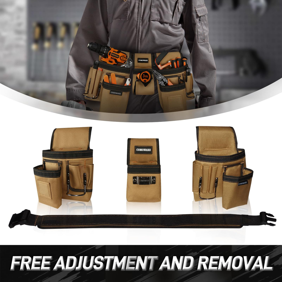 Detachable pouches from COMOWARE belt enable flexible on-site organization