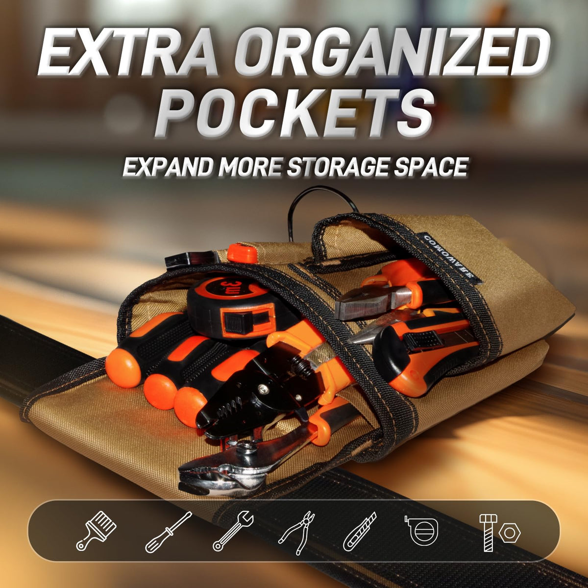 Rugged COMOWARE tool belt with non-slip straps for demanding job sites