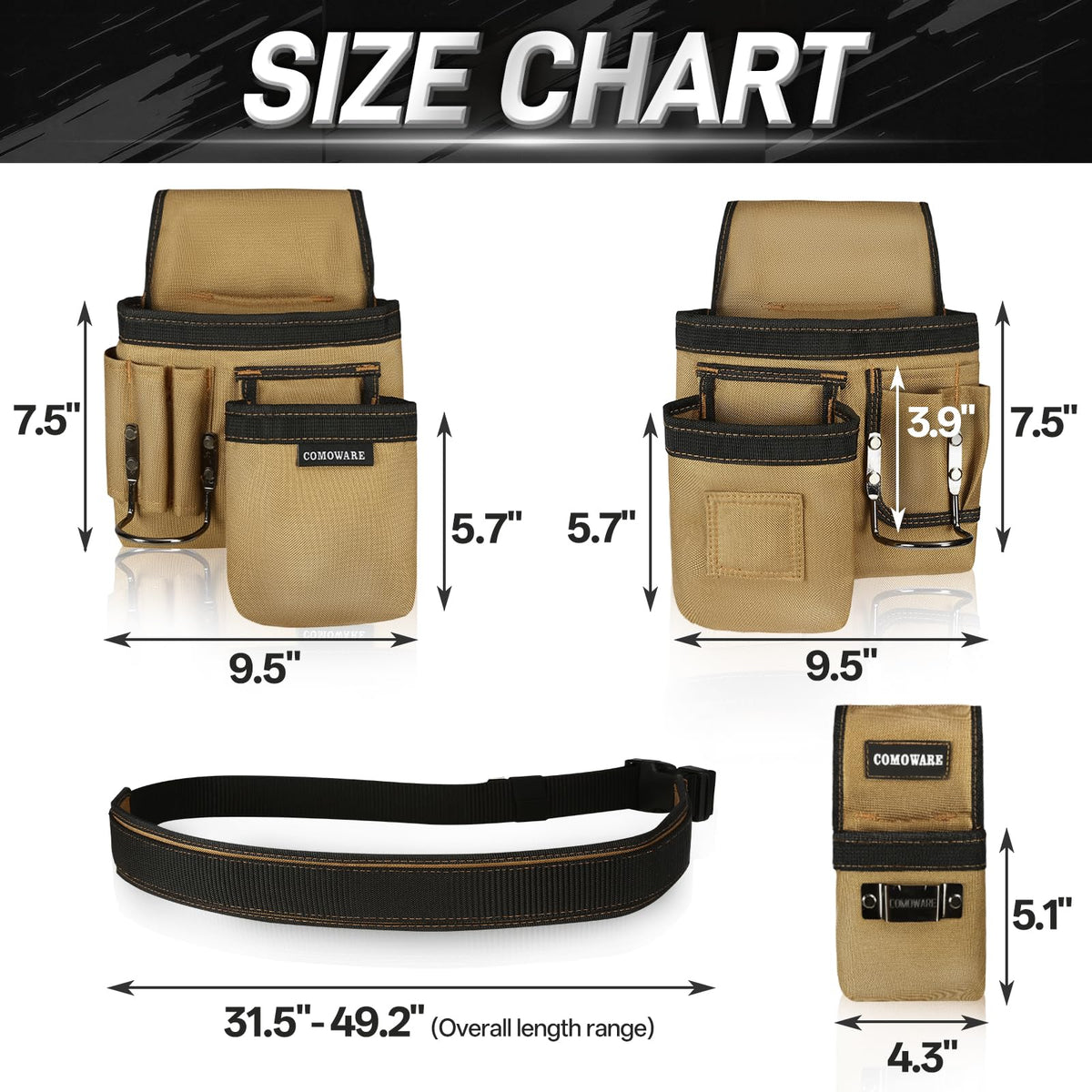 COMOWARE tool belt magnetic zone keeps small metal parts within reach