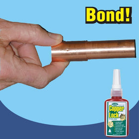 ComStar Copper Lock pipe joint illustrating universal compatibility with yellow metals.