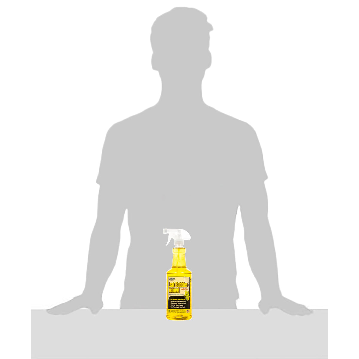 ComStar Leak Bubbles Yellow tire test illustrates automotive leak checks with yellow bubbles.