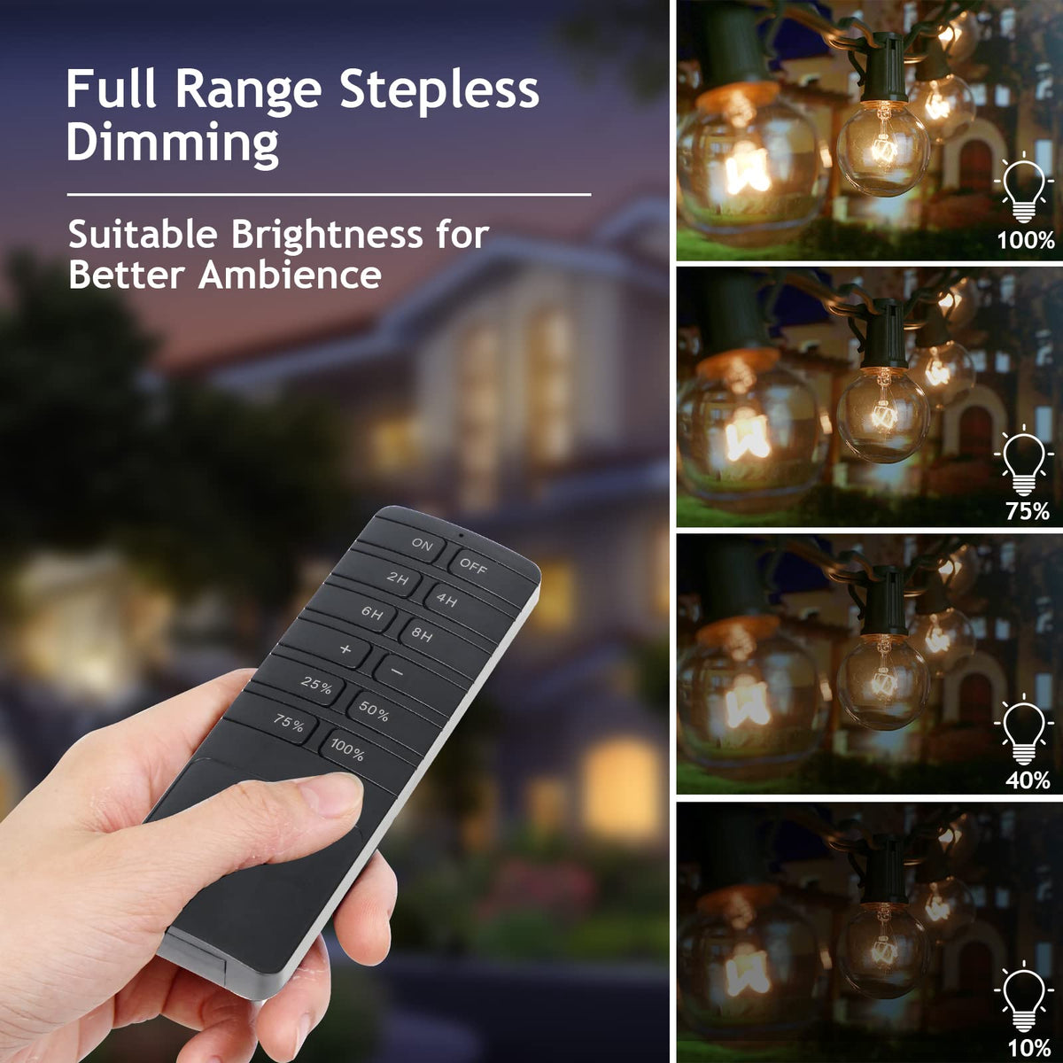 Comyan dimmable brightness options for LED and tungsten lighting