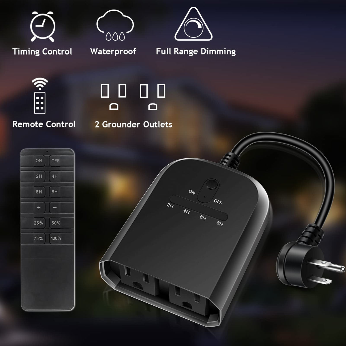 Comyan dimmer with two grounded outlets for simultaneous brightness control