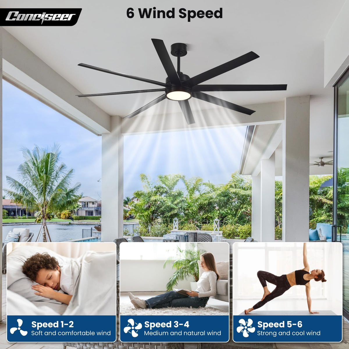 Conciseer 3CCT dimmable lighting adapts from warm to cool for tasks.