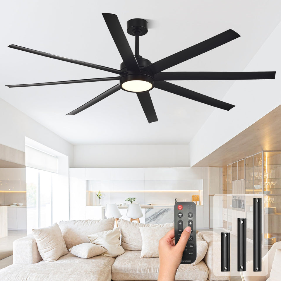Conciseer 72-inch ceiling fan with light for large rooms and stylish ambiance.