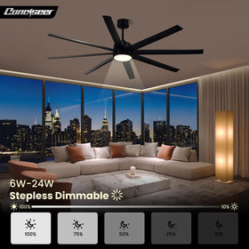 Conciseer eight-blade design creates balanced airflow across spaces.