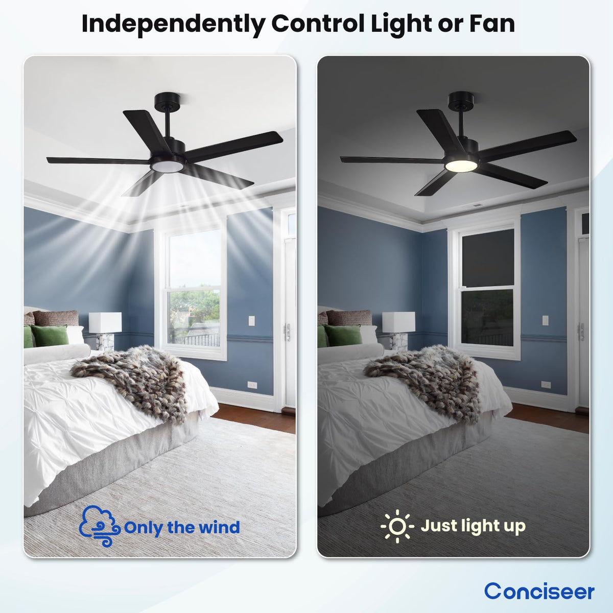 Conciseer five-blade design for balanced airflow