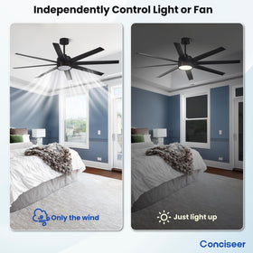 Conciseer indoor/outdoor rated ceiling fan for versatile spaces
