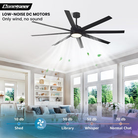 Conciseer remote-controlled ceiling fan with dimmable light for easy comfort.