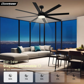 Conciseer reversible 6-speed fan enhances seasonal comfort.