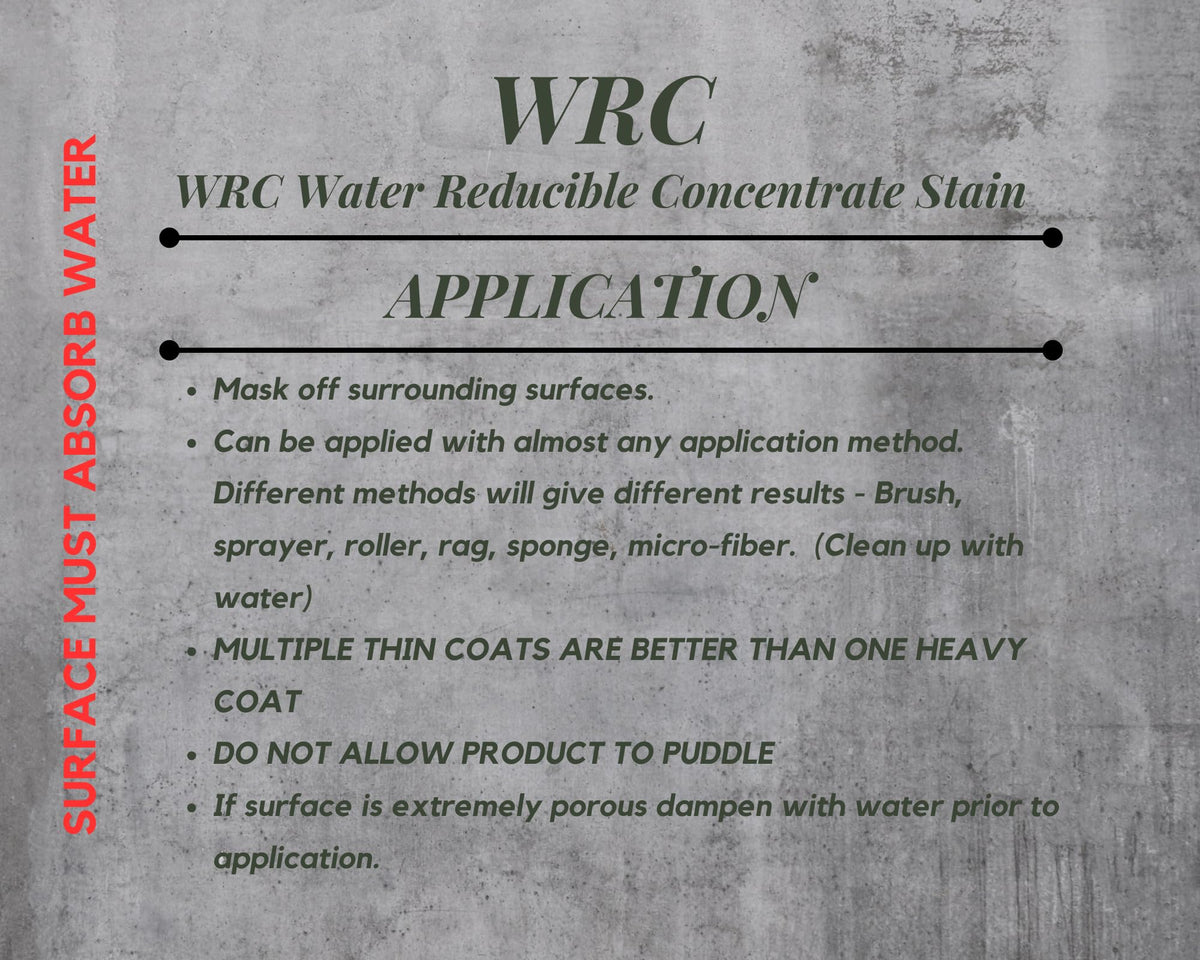 Concrete Resurrection WRC stain depth from translucent to opaque with dilution.