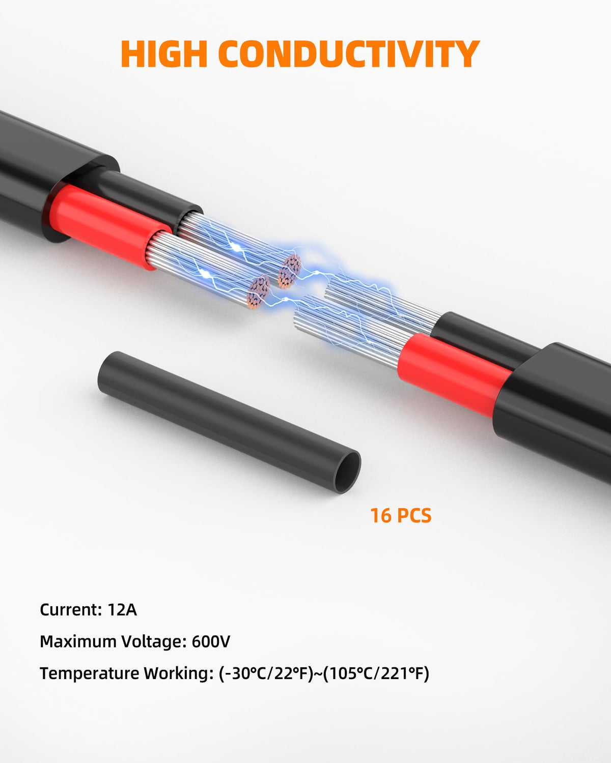CONEPY 10 AWG wire included accessories image features heat shrink tubes and cable ties for tidy installs