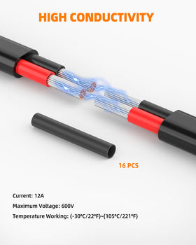 CONEPY 10 AWG wire included accessories image features heat shrink tubes and cable ties for tidy installs