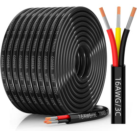 CONEPY 16 AWG 3-conductor wire jacket closeup showing durable PVC insulation for harsh environments.