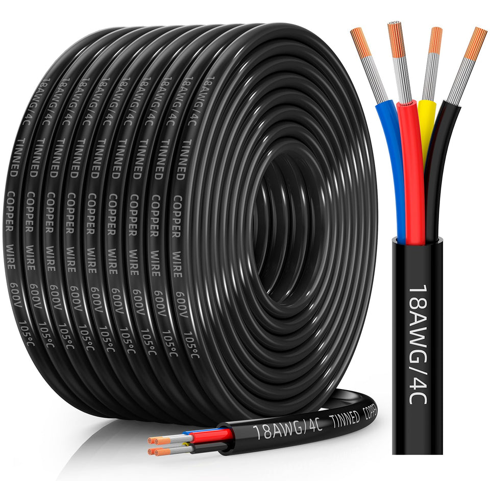 CONEPY 18 AWG four-conductor wire close-up highlighting copper strands for reliable power delivery