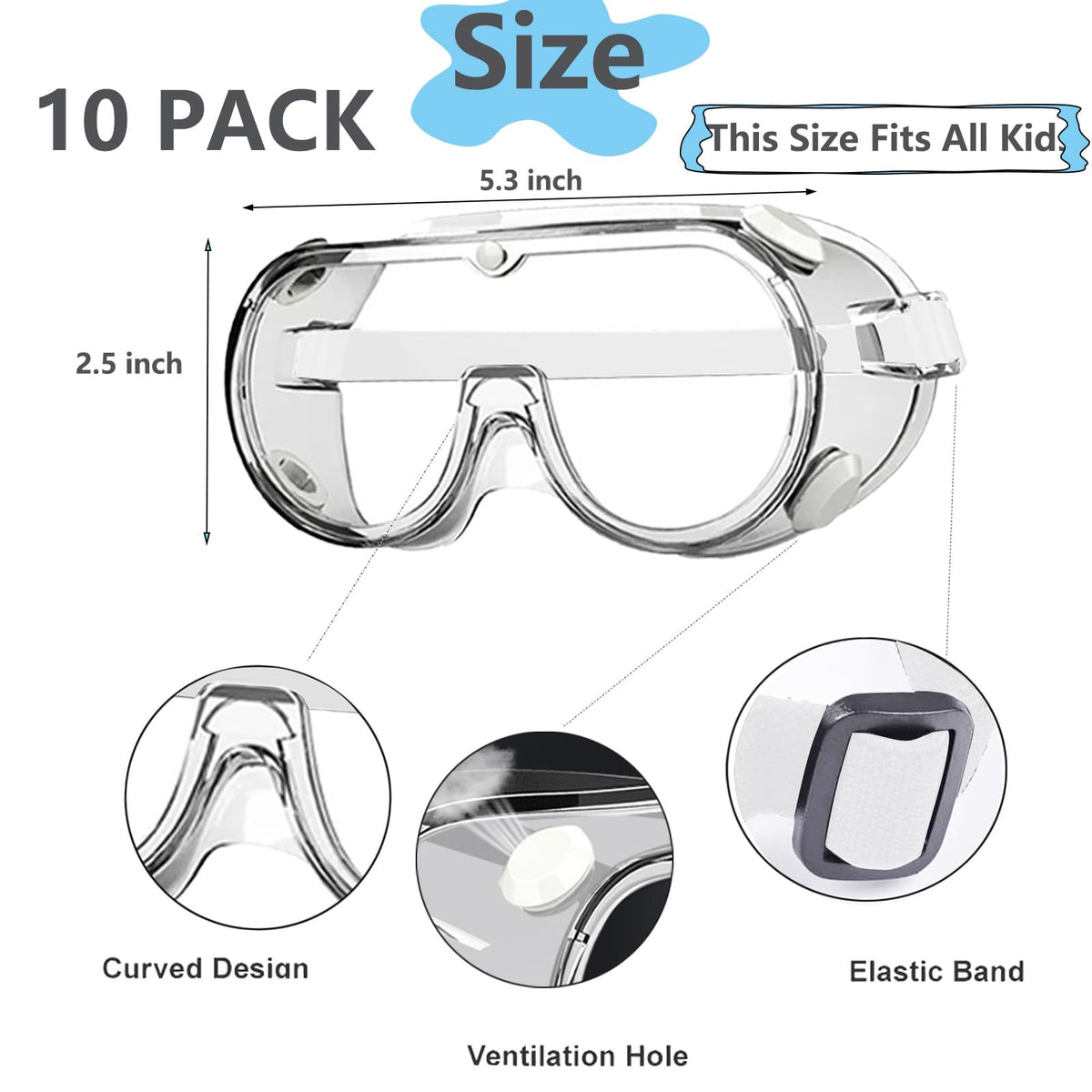 Congralala kids safety goggles with adjustable headband provide a secure, comfortable fit