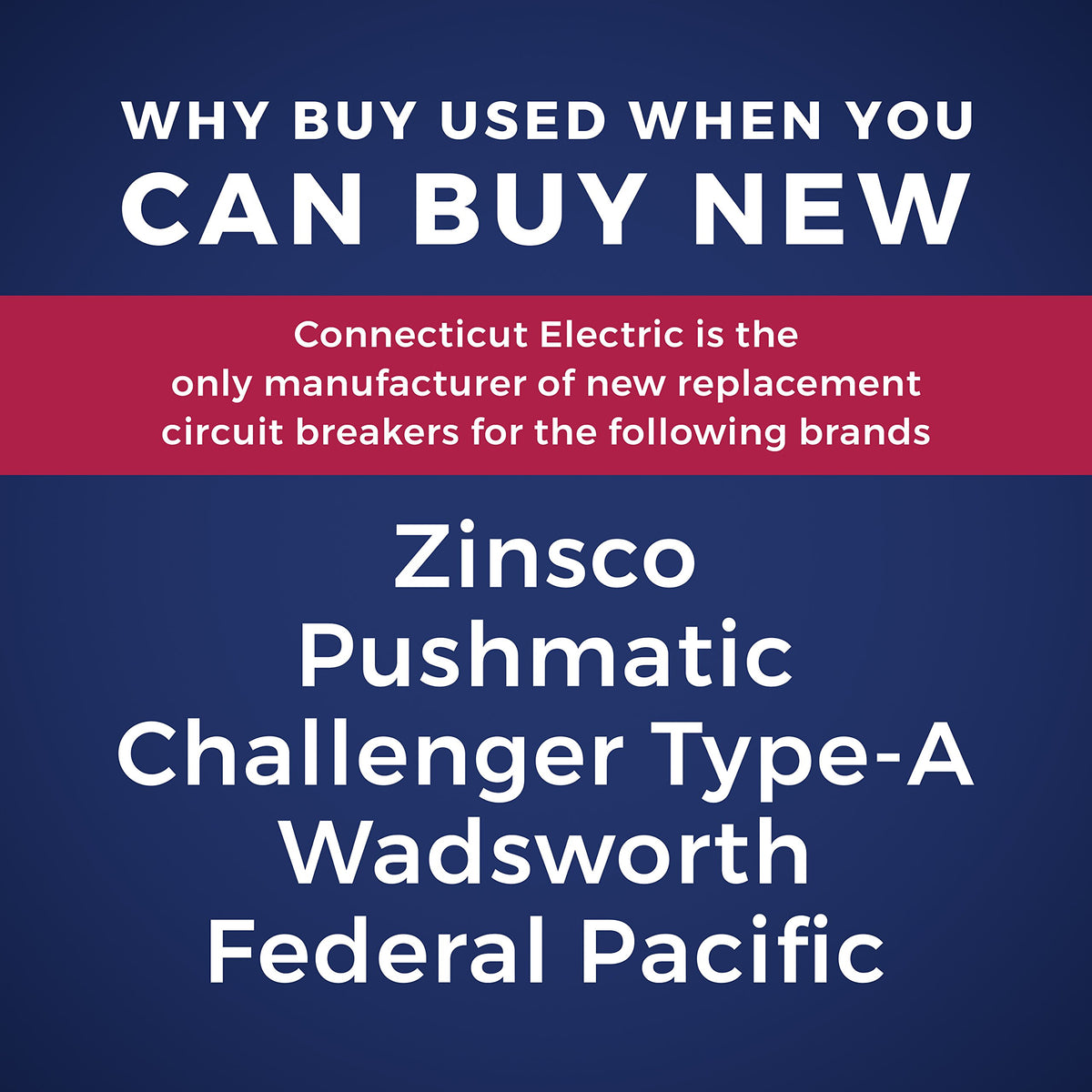 Connecticut Electric UBIP120 Pushmatic P120 replacement breaker side profile for easy installation.