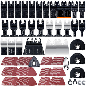 CONNOO 158-pack oscillating blades kit for versatile cutting and sanding.