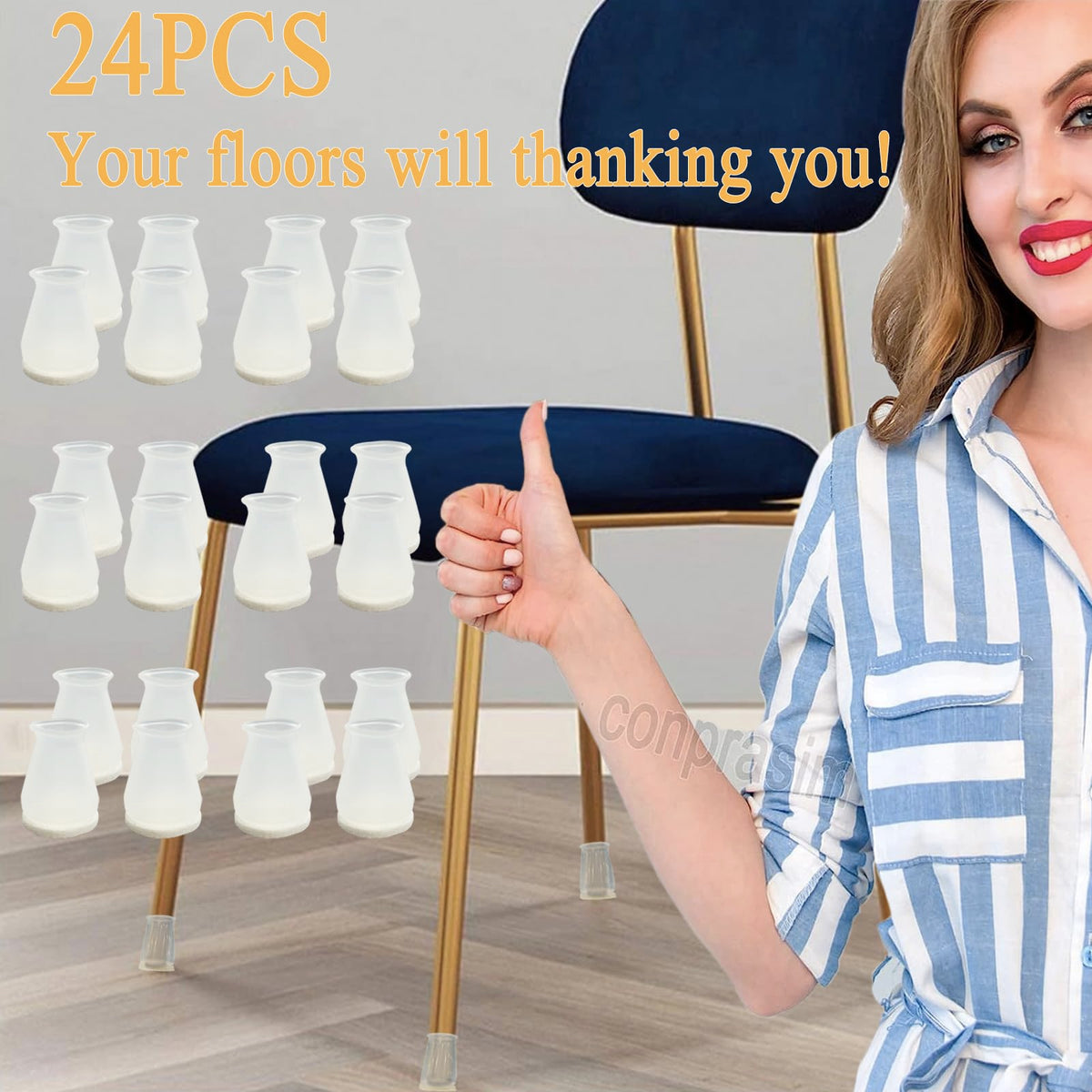 Conprasim 24-pack durable floor protection for multiple chairs