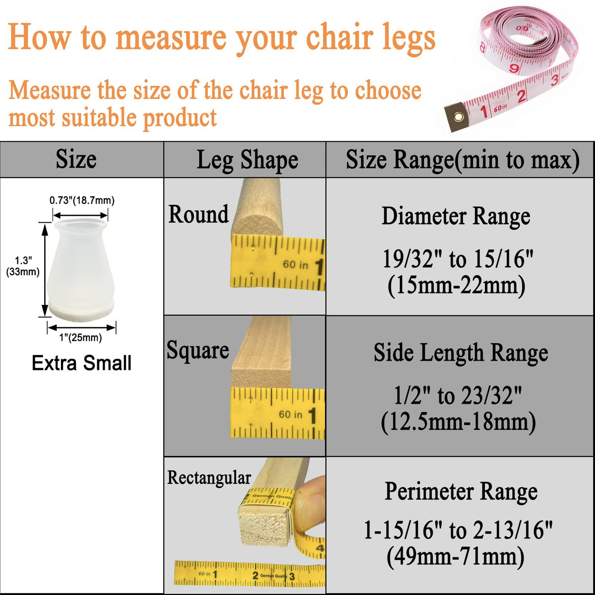 Conprasim perimeter-fit caps cover irregular legs for stability