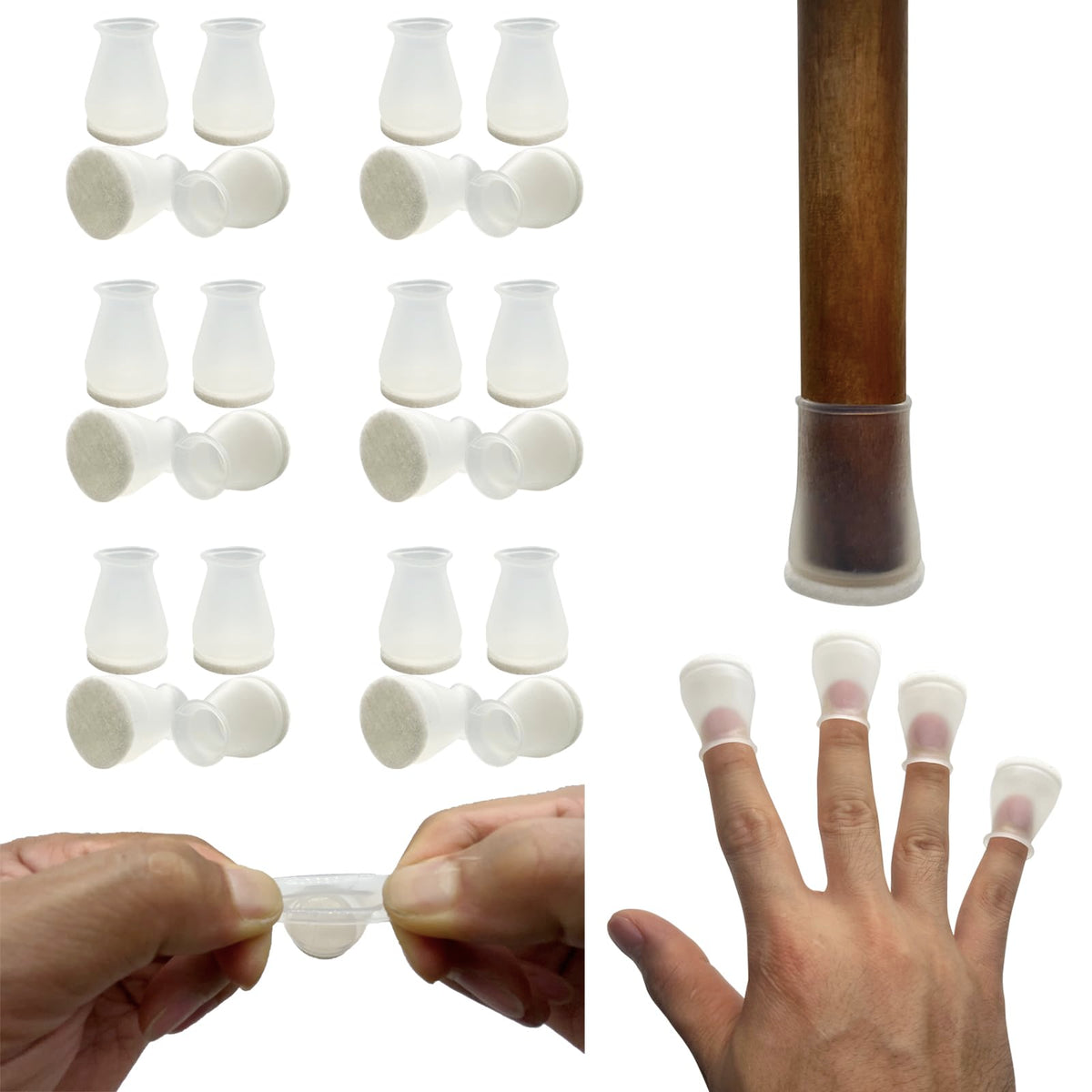 Conprasim round-legs caps: silicone protection and quiet glides for floors