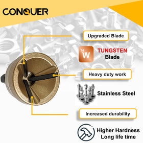 CONQUER deburring drill bit delivers precision on hardened steel surfaces.