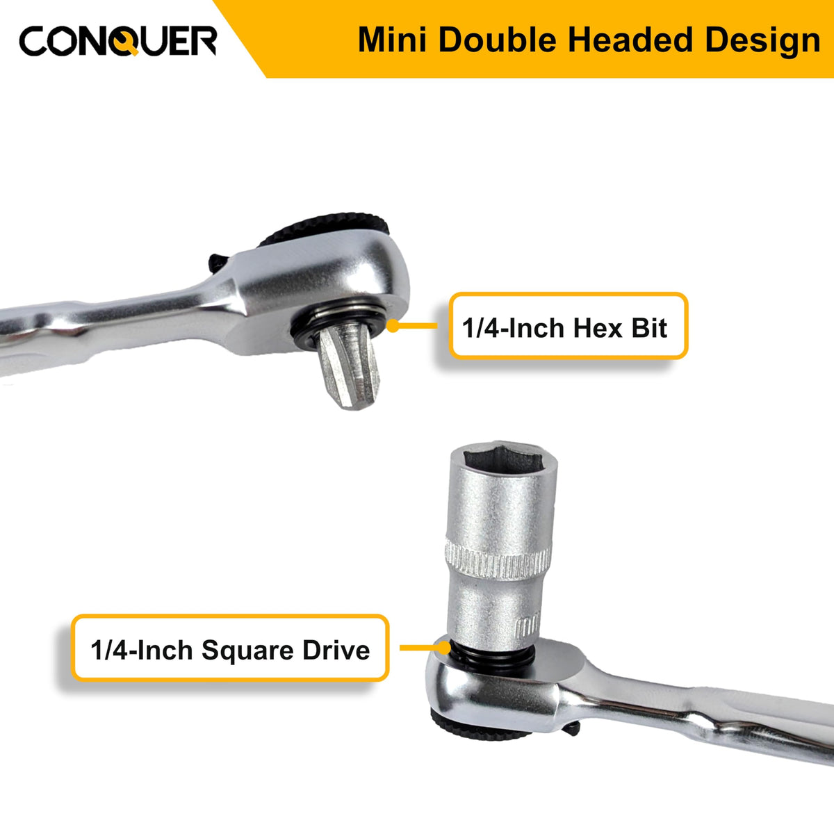 Conquer knurled grip provides secure handling even with oil.