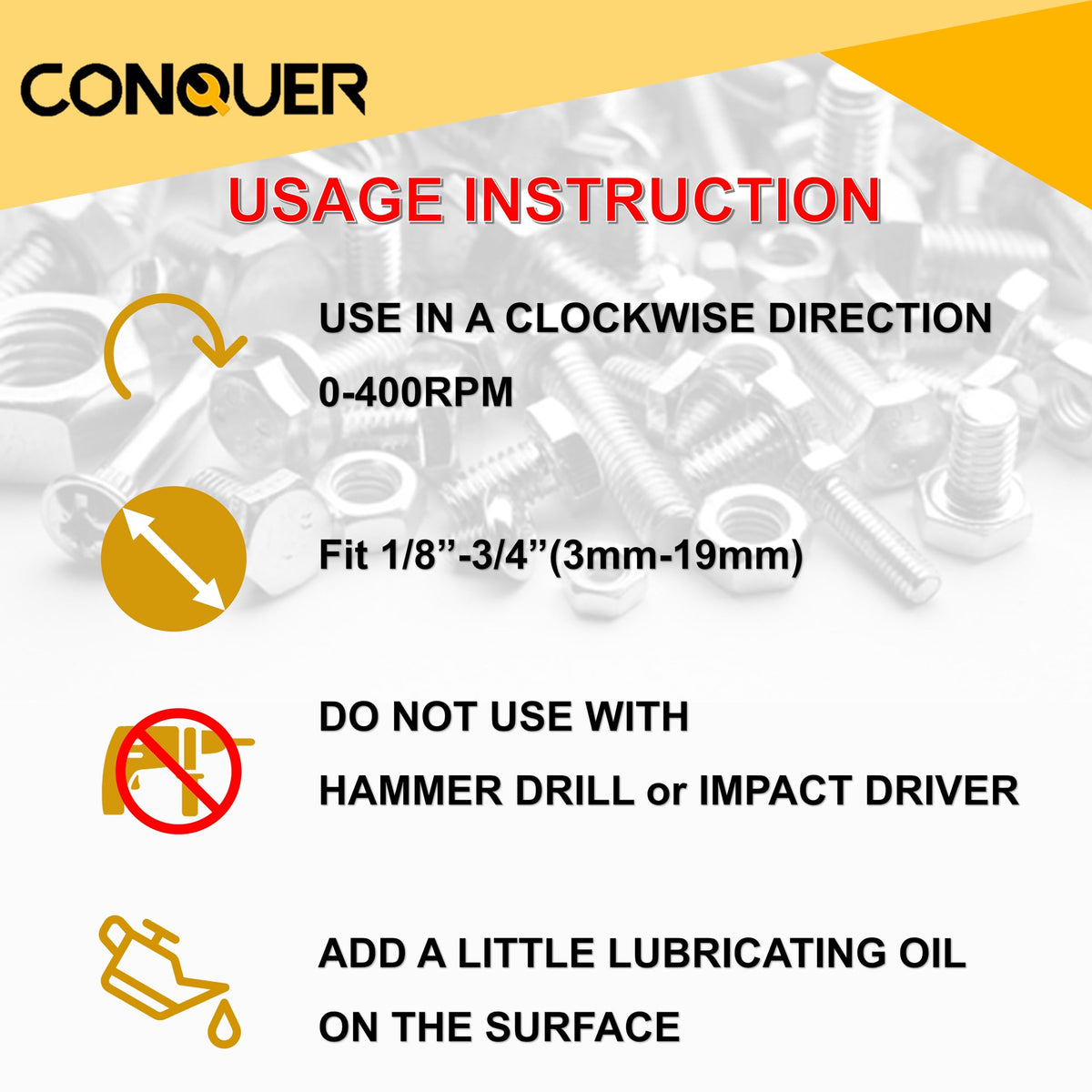 CONQUER round stock 1/8–3/4 inch tool for versatile deburring.