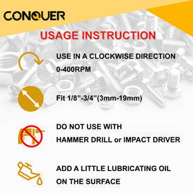 CONQUER round stock 1/8–3/4 inch tool for versatile deburring.