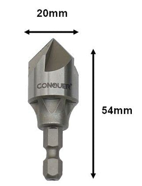 CONQUER Tools 87-degree countersink for precise bevels on metal holes