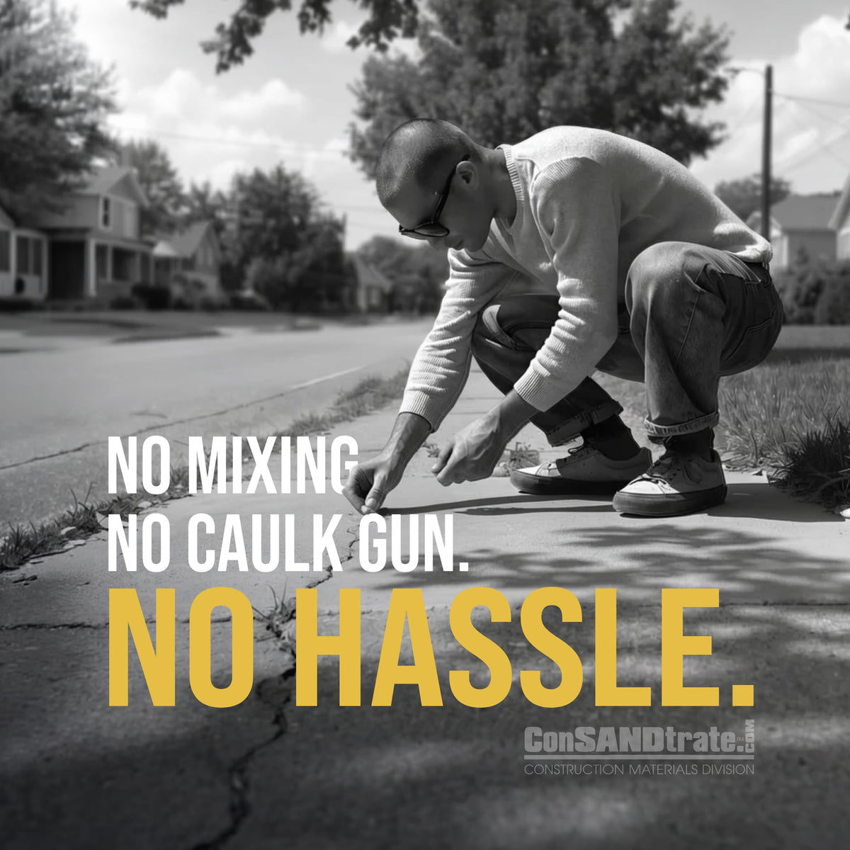 Driveway crack repair using ConSANDtrate on a concrete surface