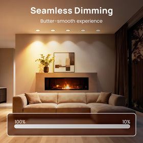 Consciot BR30 LED bulb illuminating a cozy living room