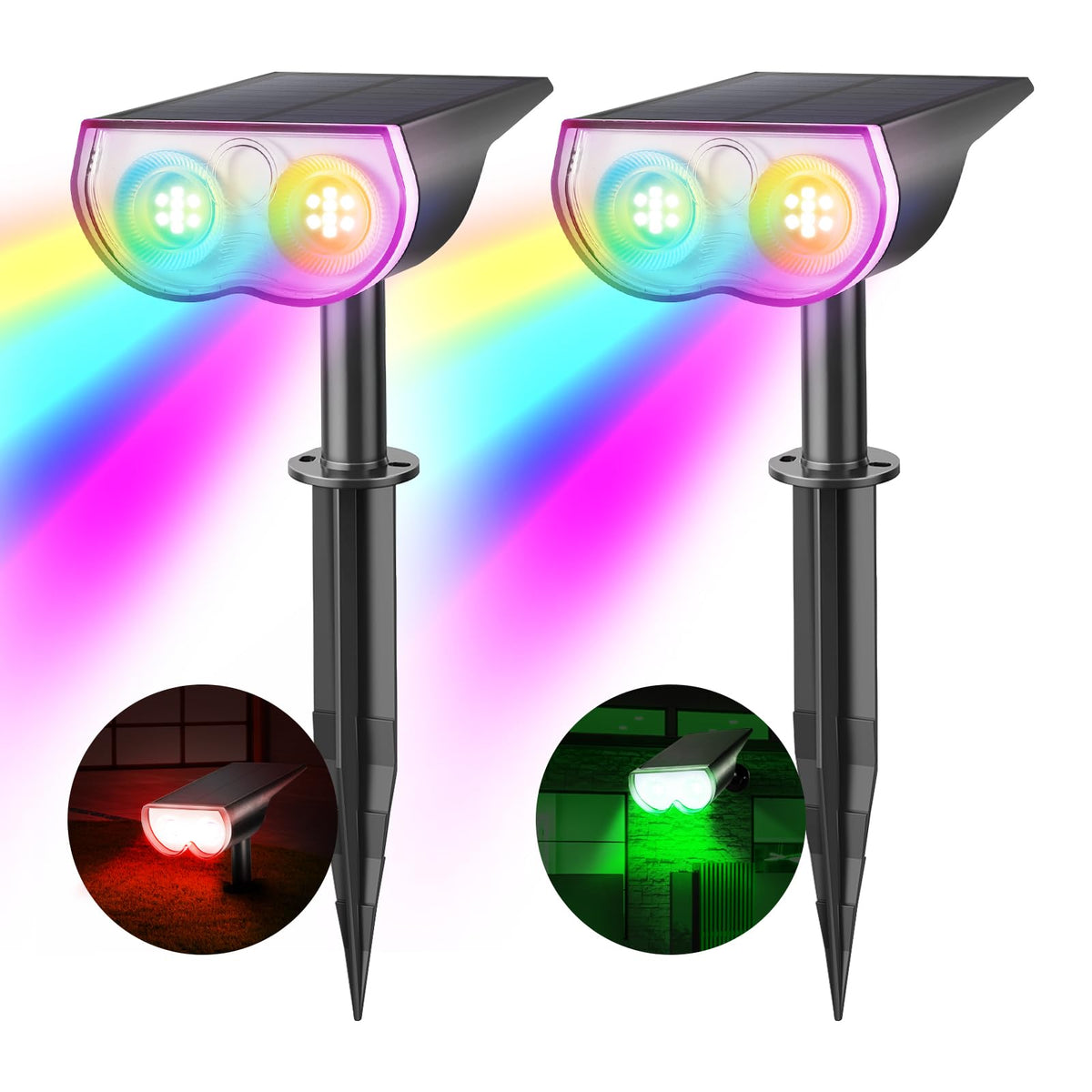 Consciot Solar Spot Light eight color options for outdoor ambiance.