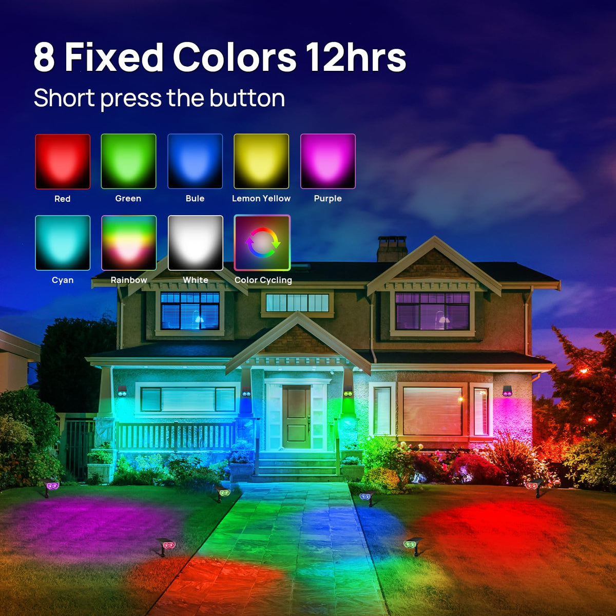 Consciot solar spot light color cycling mode creates changing ambiance.