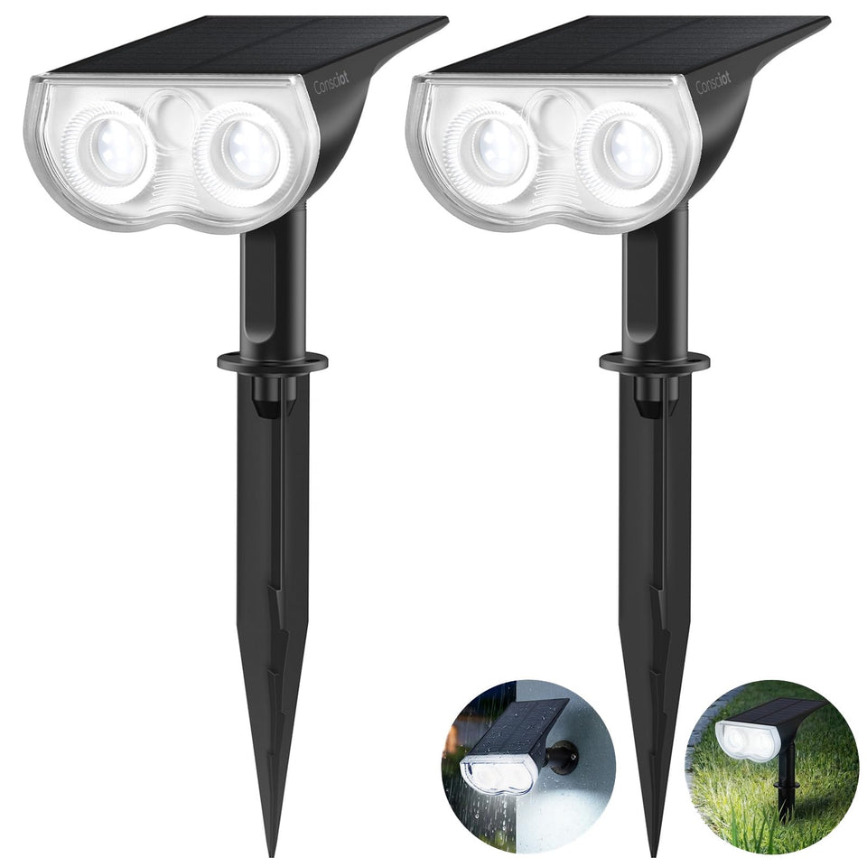 Consciot solar spot light with IP67 waterproof housing and bright 22 LEDs.