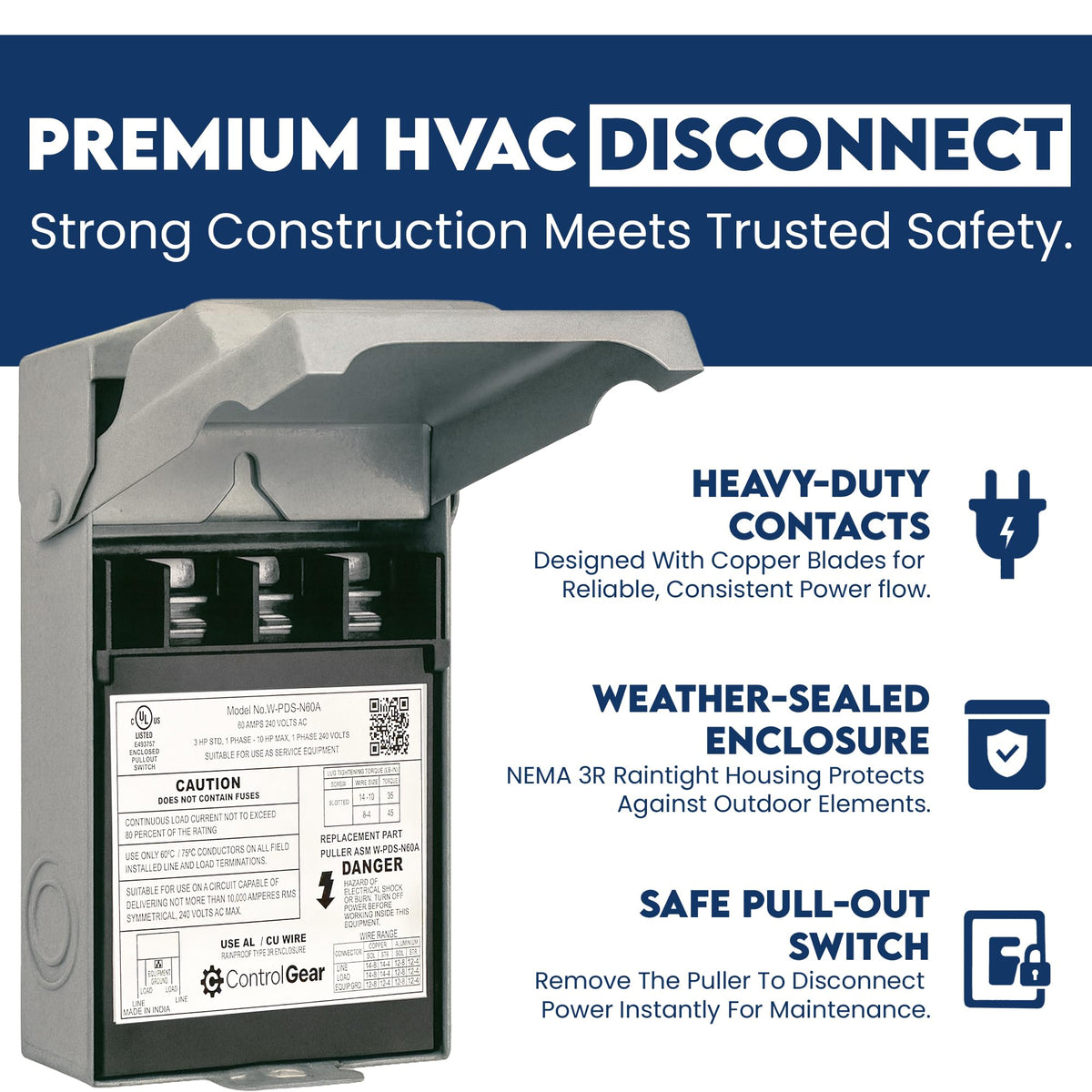 ControlGear 240V NEMA 3R outdoor enclosure ready for HVAC use